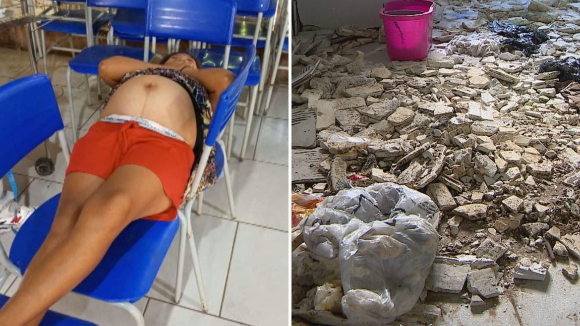 com-posto-de-saude-abandonado,-mulher-indigena-gravida-de-8-meses-e-atendida-em-‘maca’-improvisada-com-cadeiras-em-rs