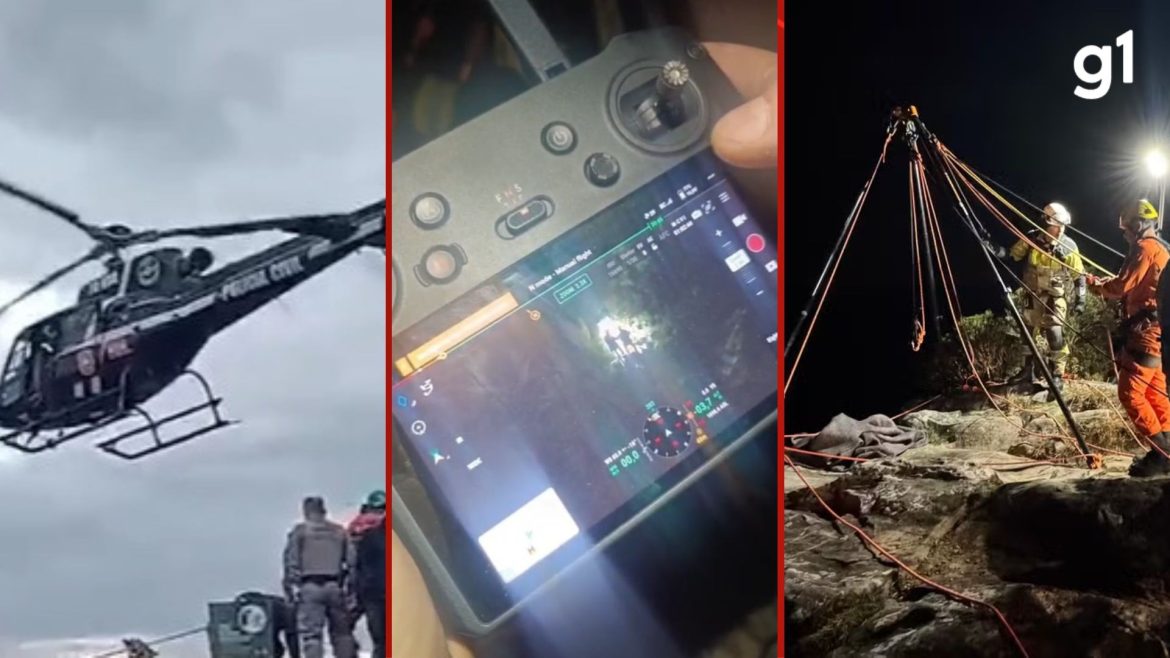 uso-de-drones,-helicoptero,-camera-termica-e-rapel:-como-foi-o-resgate-do-corpo-da-menina-que-morreu-apos-cair-de-canion-no-rs