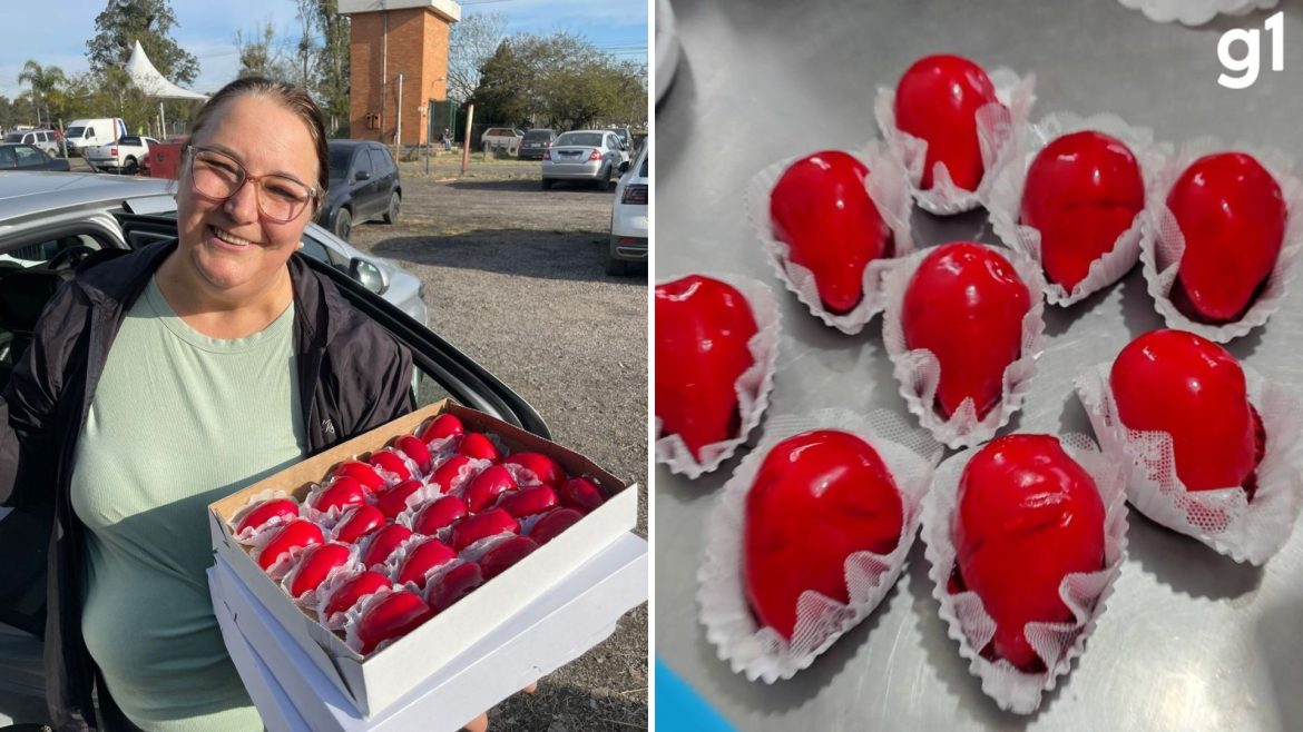‘morango-do-amor’-e-febre-em-feira-na-capital-nacional-do-doce:-‘nao-estamos-dando-conta’,-diz-doceira