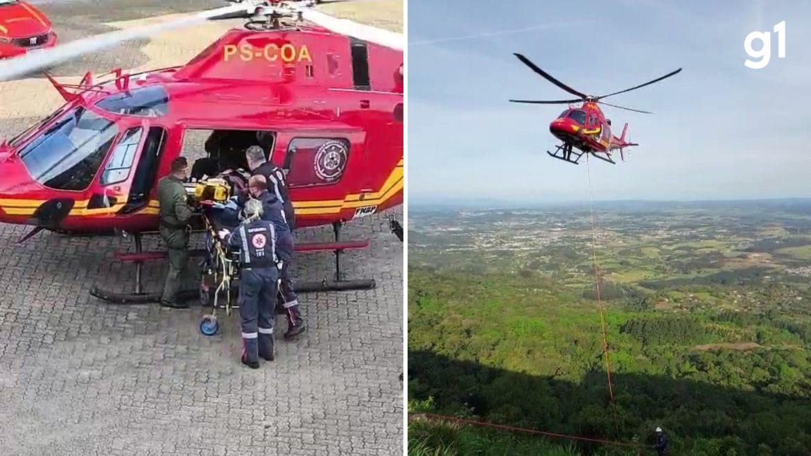 turista-mineira-sofre-acidente-durante-voo-de-paraglider-em-morro-no-rs;-marido-relata-multiplas-fraturas