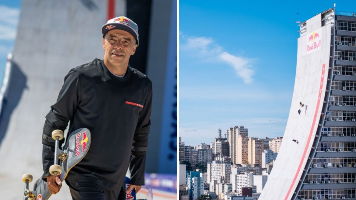 skatista-desafia-megarrampa-em-predio-de-85-metros-de-altura-em-porto-alegre-nesta-quinta-feira;-saiba-tudo-sobre-a-acao