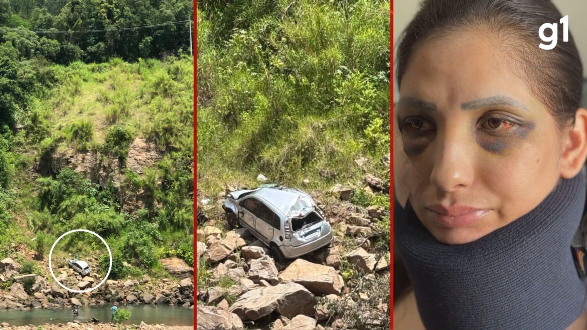 ‘eu-so-pensava:-meu-deus,-agora-eu-vou-morrer’,-conta-mulher-que-sobreviveu-a-queda-de-60-metros-de-altura-em-acidente-de-carro-no-rs