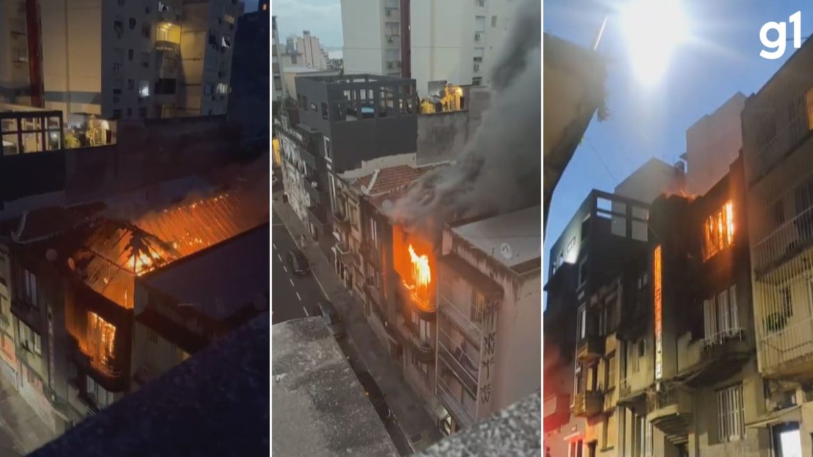 incendio-atinge-predio-no-centro-historico-de-porto-alegre;-4-pessoas-inalaram-fumaca-e-precisaram-de-atendimento-medico