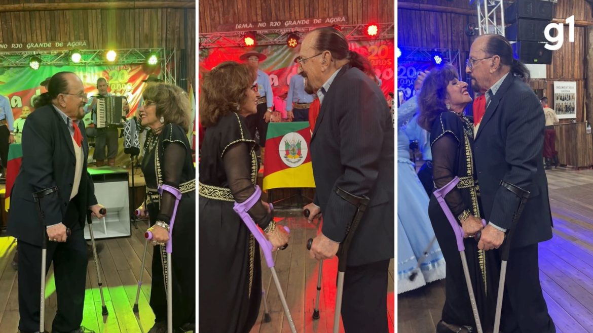 ‘muito-amor-um-pelo-outro’:-casal-emociona-ao-dancar-de-muletas-em-centro-tradicionalista-no-rs