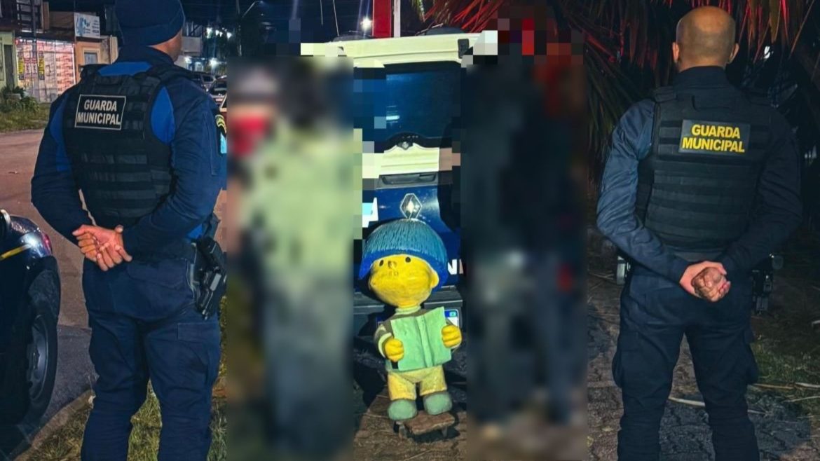 estatua-de-betinho,-que-ficava-ao-lado-de-mafalda,-e-vandalizada-em-pelotas;-foto-de-‘enquadro’-do-personagem-chama-atencao