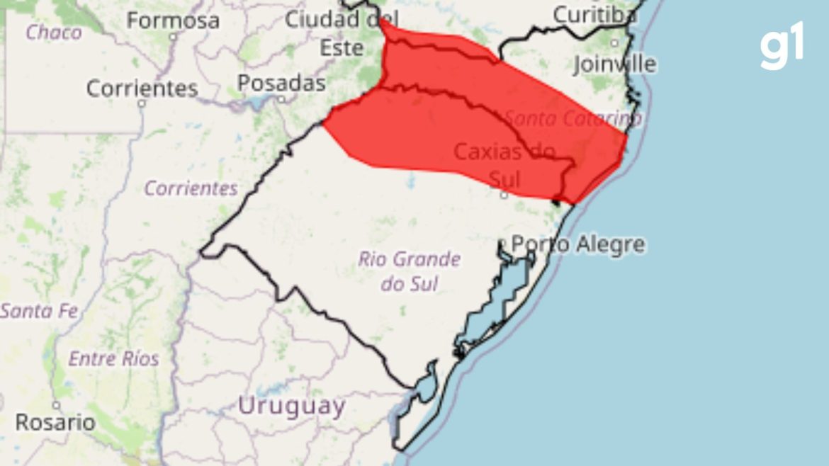 dois-dias-apos-estragos-causados-por-temporal,-inmet-emite-aviso-vermelho-de-grande-perigo-para-novas-chuvas-no-rs